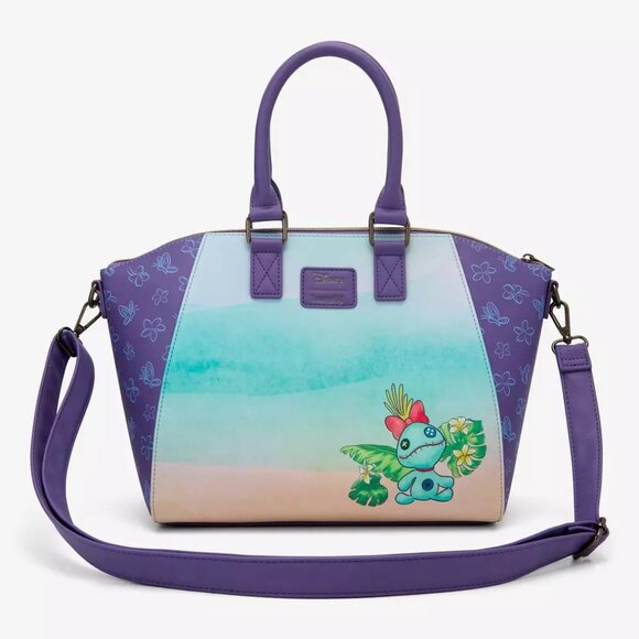 Loungefly Disney Lilo & Stitch Satchel Butterfly Floral Purse Handbag Crossbody - Picture 2 of 4